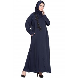 Nazneen Front Zip And Slit Patch Work Nida Abaya