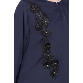 Nazneen Front Zip And Slit Patch Work Nida Abaya