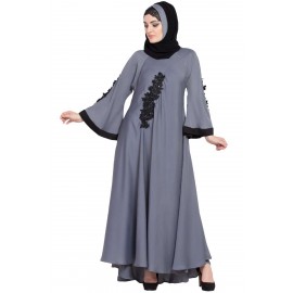 Nazneen Embroidered Patch Umbrella Abaya