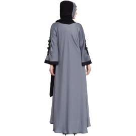 Nazneen Embroidered Patch Umbrella Abaya