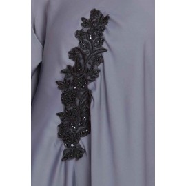 Nazneen Embroidered Patch Umbrella Abaya