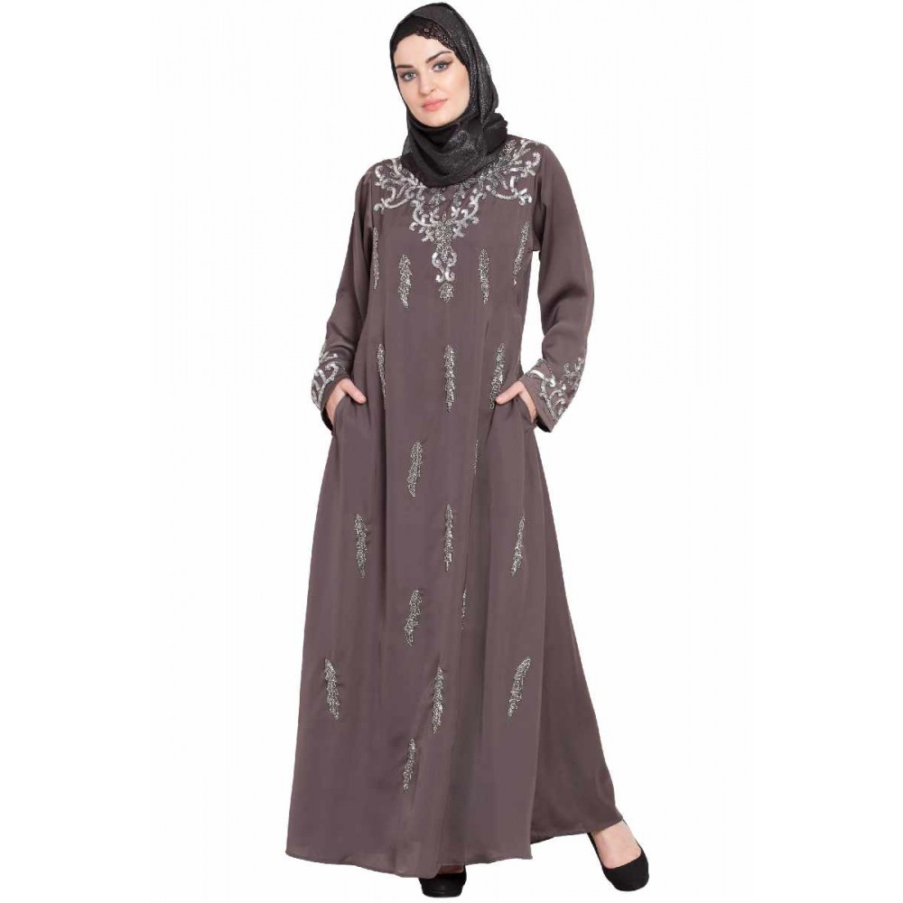 Nazneen Full Hand Embellished A Line Nida Abaya