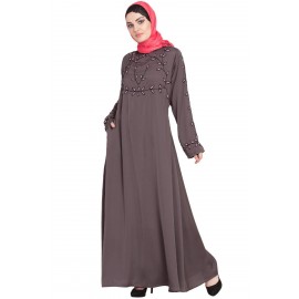 Nazneen Hand Embroidered At Chest And Sleeve A Line Nida Abaya