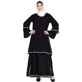 Nazneen Hand Embroidered With Pearl At Sleeve A Line Nida Abaya