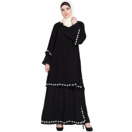 Nazneen Hand Embroidered With Pearl At Sleeve A Line Nida Abaya