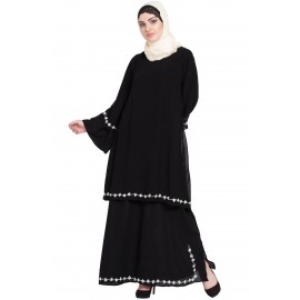 Nazneen Hand Embroidered With Pearl At Sleeve A Line Nida Abaya