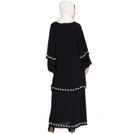 Nazneen Hand Embroidered With Pearl At Sleeve A Line Nida Abaya