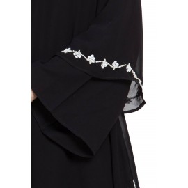 Nazneen Hand Embroidered With Pearl At Sleeve A Line Nida Abaya