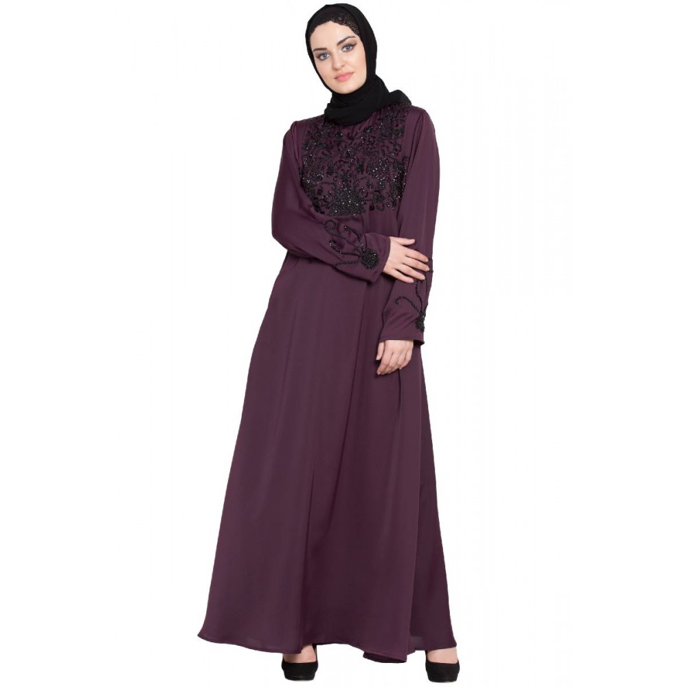 Nazneen Embellishment At Chest And Sleeve A Line Nida Abaya