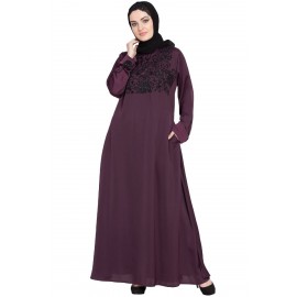 Nazneen Embellishment At Chest And Sleeve A Line Nida Abaya