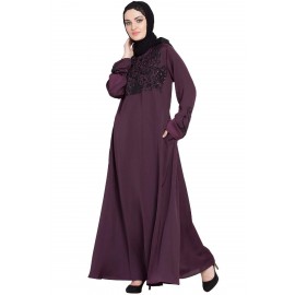 Nazneen Embellishment At Chest And Sleeve A Line Nida Abaya