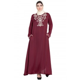 Nazneen Pearls Embellished A Line Nida Abaya