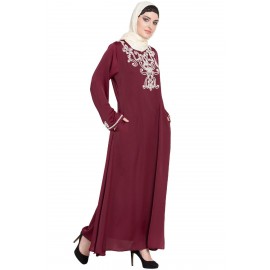 Nazneen Pearls Embellished A Line Nida Abaya