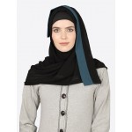 Nazneen Teal Blue Band Plain Black Hijab