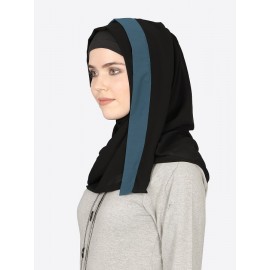 Nazneen Teal Blue Band Plain Black Hijab