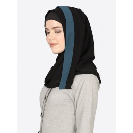 Nazneen Teal Blue Band Plain Black Hijab