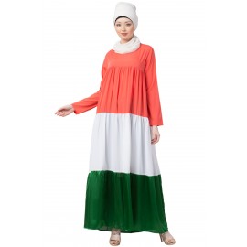 Nazneen Tricolor four gathered layer Abaya