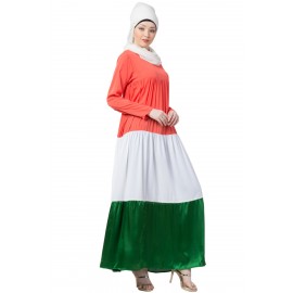 Nazneen Tricolor four gathered layer Abaya