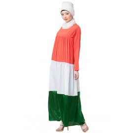 Nazneen Tricolor four gathered layer Abaya