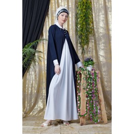 Nazneen Contrast Yoke Navy/White Casual Abaya