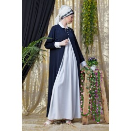 Nazneen Contrast Yoke Navy/White Casual Abaya