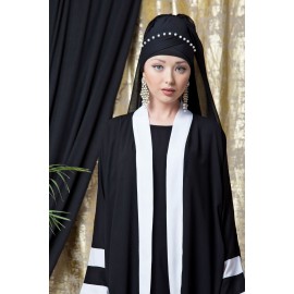 Nazneen Contrast Band With Inner Dubai Kaftan