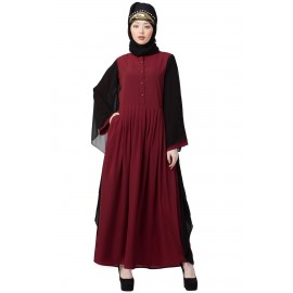 Nazneen Contrast Butterfly Sleeve Pleated Abaya