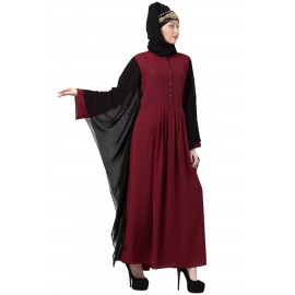 Nazneen Contrast Butterfly Sleeve Pleated Abaya