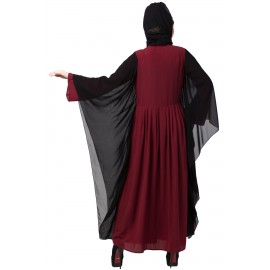 Nazneen Contrast Butterfly Sleeve Pleated Abaya