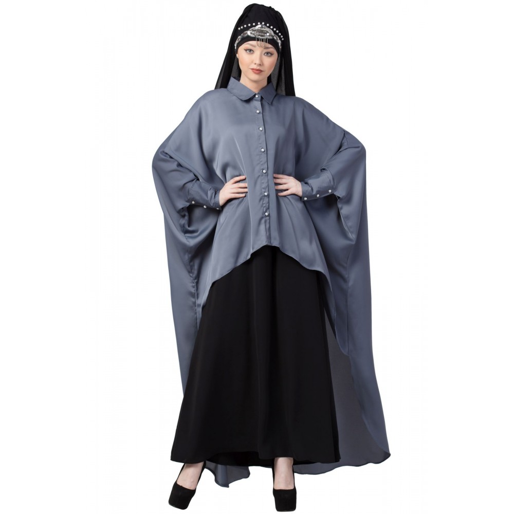 Nazneen Front Open Shirt Kaftan With Inner Casual Abaya