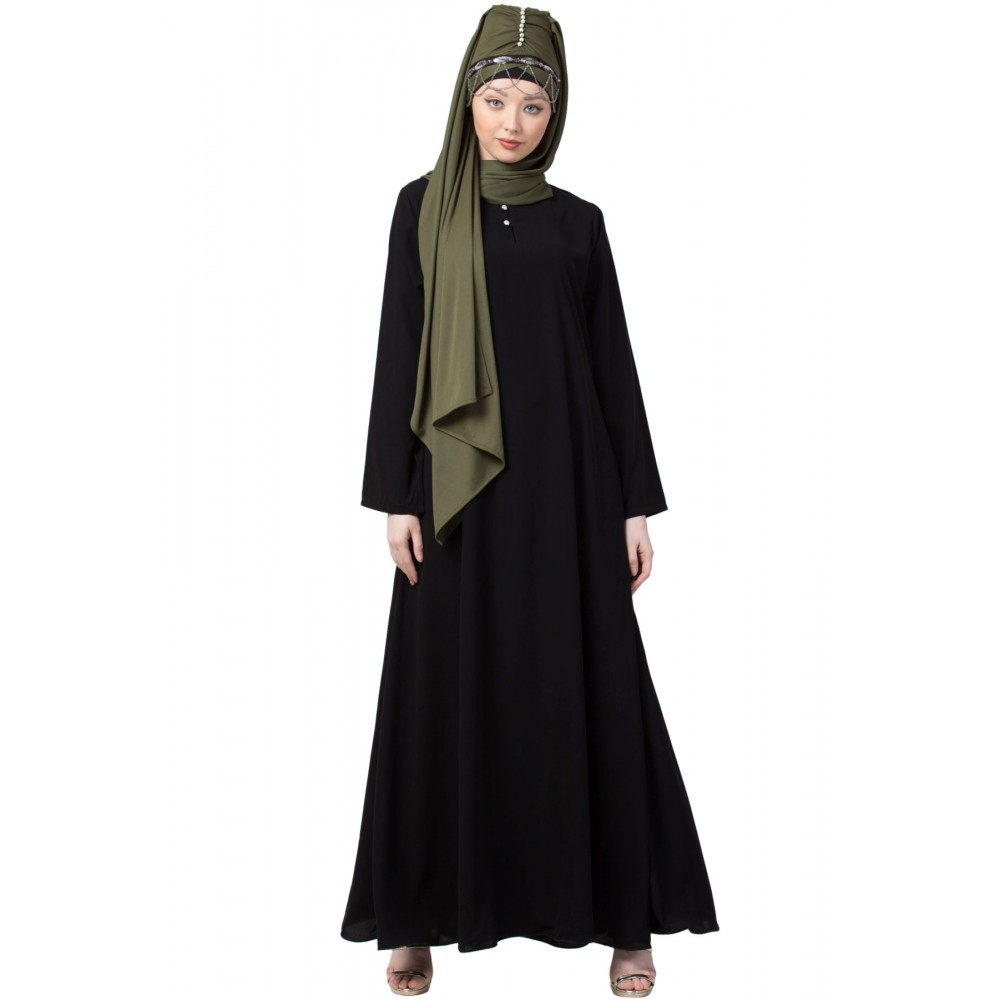 Nazneen front placket Flare Bottom Basic Abaya