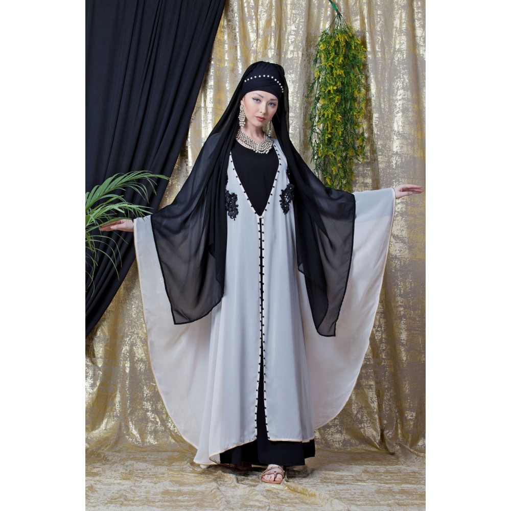 Nazneen butterfly upper with inner Embroidered abaya cum Kaftan