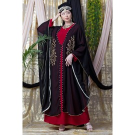 Nazneen Embroidered butterfly upper with inner abaya cum Kaftan