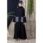 Nazneen Embroidered Pocket, Bell Sleeve casual Abaya