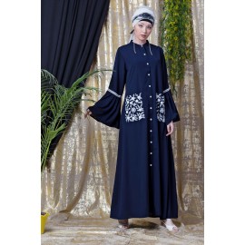 Nazneen Embroidered Pocket, Bell Sleeve casual Abaya