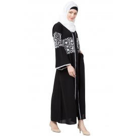 Nazneen Sleeve And Front Embroidered Front Open Abaya