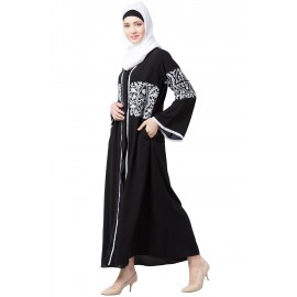 Nazneen Sleeve And Front Embroidered Front Open Abaya