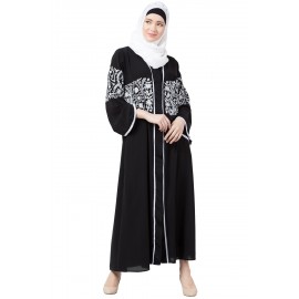 Nazneen Sleeve And Front Embroidered Front Open Abaya