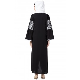 Nazneen Sleeve And Front Embroidered Front Open Abaya