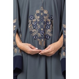 Nazneen Center Embroidered with Contrast band Irani Kaftan