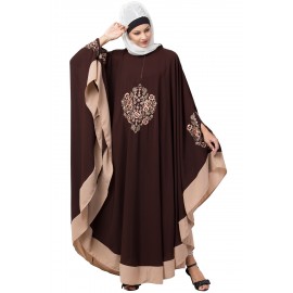 Nazneen Center Embroidered With Contrast Band Irani Kaftan