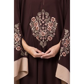 Nazneen Center Embroidered With Contrast Band Irani Kaftan