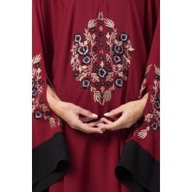 Nazneen Center Embroidered with Contrast band Irani Kaftan