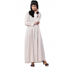 Nazneen contrast piping gather at waist flare Abaya