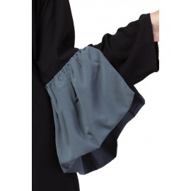 Nazneen Extra Contrast Bell sleeve Front open Abaya.