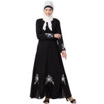 Nazneen Front Back Bottom & Sleeve  Embroidered 6 triangle yoke Abaya