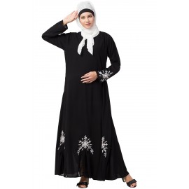 Nazneen Front Back Bottom & Sleeve  Embroidered 6 triangle yoke Abaya