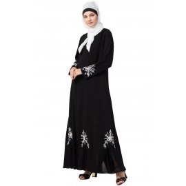 Nazneen Front Back Bottom & Sleeve  Embroidered 6 triangle yoke Abaya