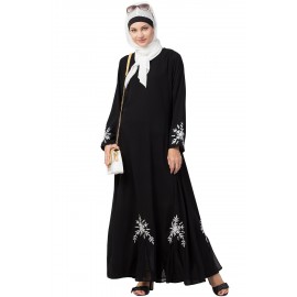 Nazneen Front Back Bottom & Sleeve  Embroidered 6 triangle yoke Abaya