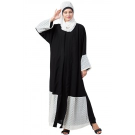 Nazneen Bottom and Sleeve embroidered fabric with extra Jacket at front Abaya